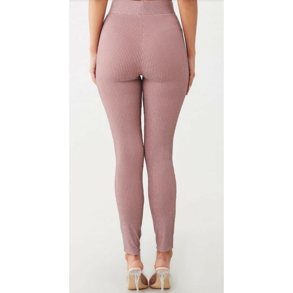 Metallic Ribbed Leggings - Picture 2 of 4